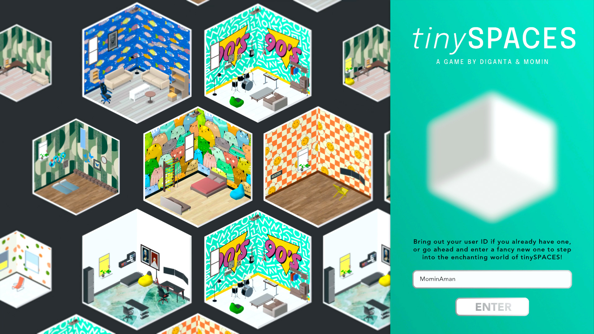 Screenshot of tinySPACES Login Screen