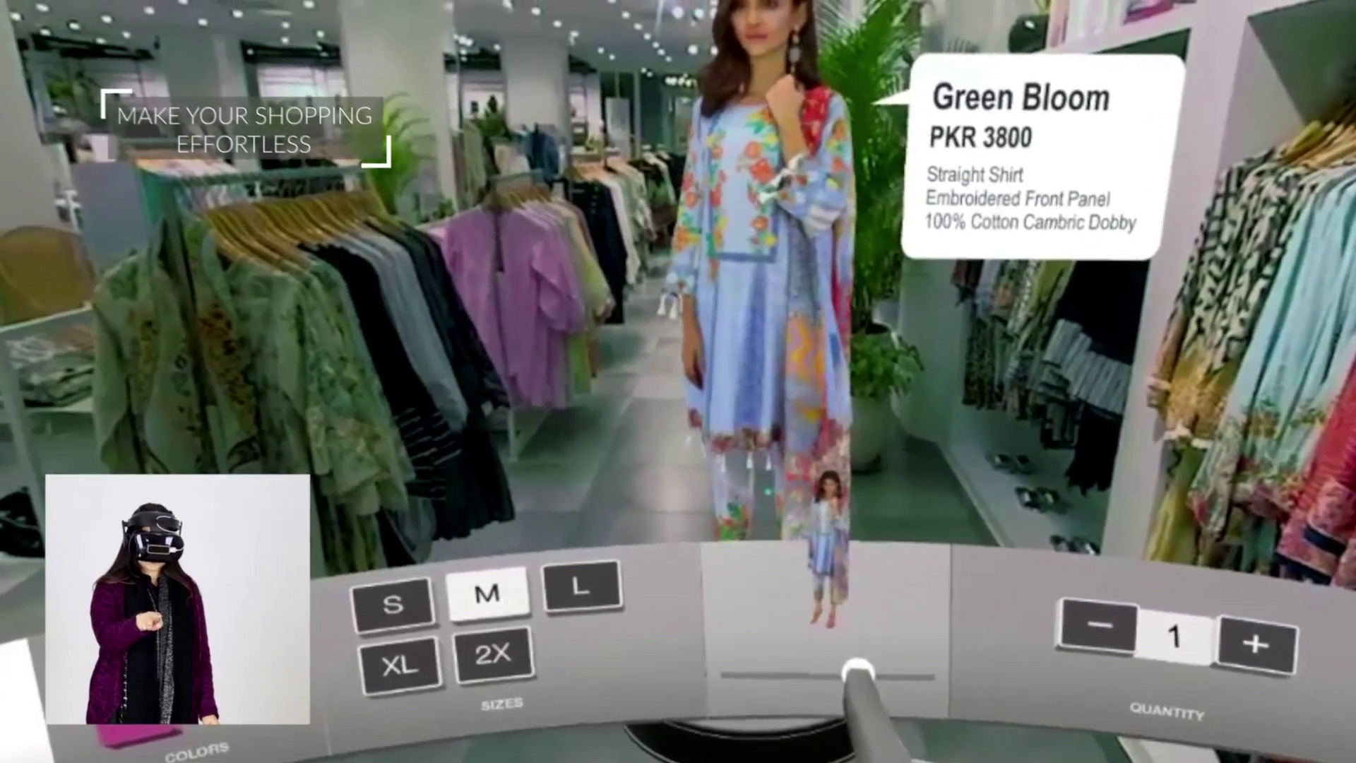 Try-on experience with virtual products in VR popup store